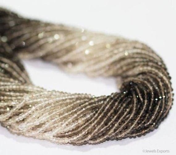 1 strand smocky quartz rondelle faceted 13'' long strand gemstone beads, jewelry supplies for jewelry making, bulk beads, for meditation jewellery for Reiki Healing  gemstone size 3mm