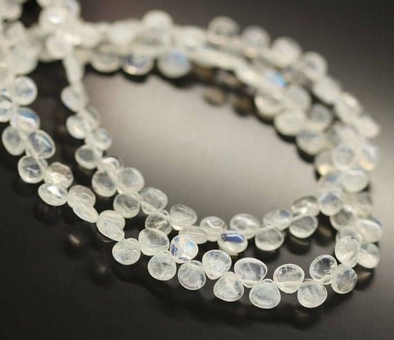 1 strand rainbow moonstone heart drop smooth 9'' long strand gemstone beads, jewelry supplies for jewelry making, bulk beads, for meditation jewellery for Reiki Healing  gemstone 5mm to 6mm