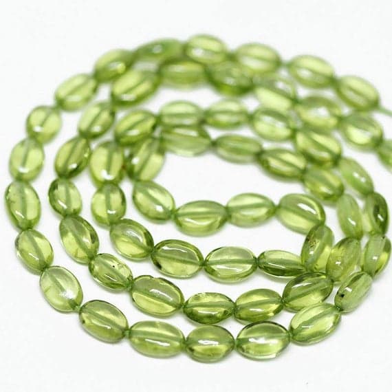 1 strand peridot oval smooth 16'' long strand gemstone beads, jewelry supplies for jewelry making, bulk beads, for meditation jewellery for Reiki Healing  gemstone 6mm to 7mm