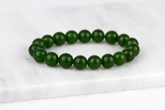 Dark Jade Bracelet, Dark Green Bracelet, Jade Green Jewelry, Everyday Bracelet, Jade Jewelry Gift, Nephrite Bracelet , Imperial Jade 6mm Code- WAR9022