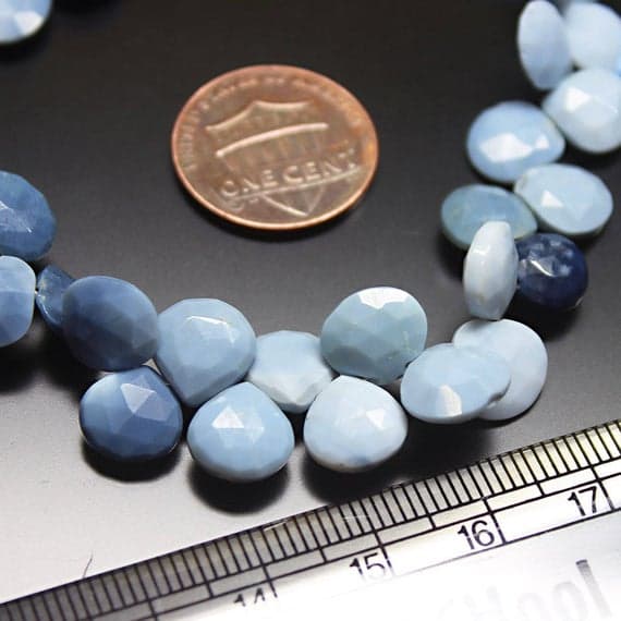 1 strand shaded blue opal heart drop faceted 8'' long strand gemstone beads, jewelry supplies for jewelry making, bulk beads, for meditation jewellery for Reiki Healing  gemstone 7mm to 8mm