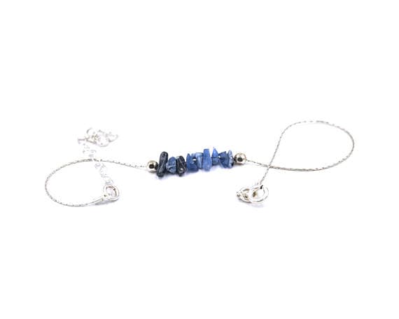 925 sterling Silver Galaxy Jewelry 4x6mm stacking Blue Sodalite Bracelet Chips, Faceted 7" for mens, womens, gf, bf & Adult.