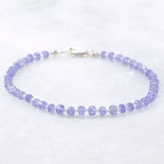 Tanzanite Bead Bracelet Delicate Layer Sterling Silver Womens Gift for Her Stacking Dainty Energy Women Tanzanite Gift for Mom Gift for Wife 3mm  Code- WAR6518