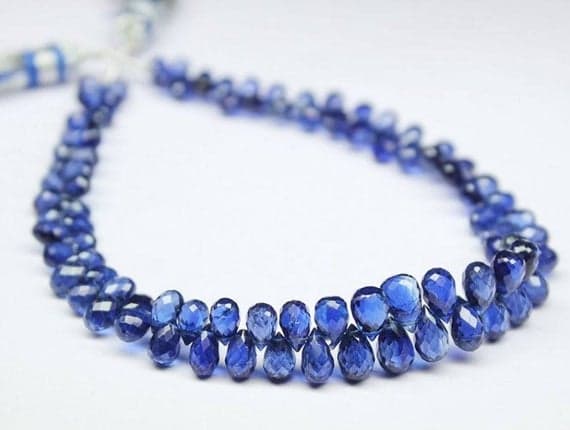 1 strand blue kyanite tear drop faceted 8'' long strand gemstone beads, jewelry supplies for jewelry making, bulk beads, for meditation jewellery for Reiki Healing  gemstone 5mm to 7mm