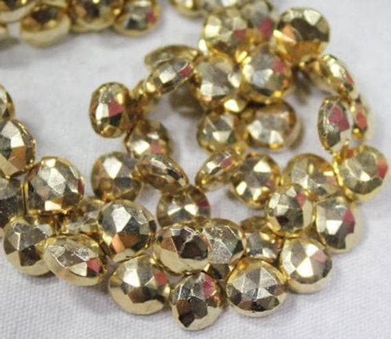 1 strand golden pyrite heart drop faceted 8'' long strand gemstone beads, jewelry supplies for jewelry making, bulk beads, for meditation jewellery for Reiki Healing  gemstone 10mm to 11mm