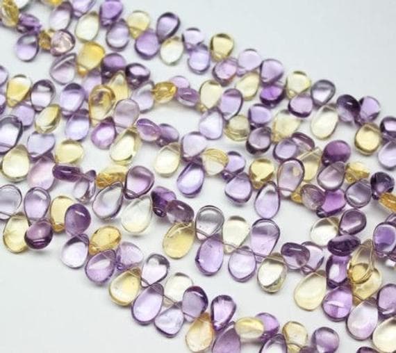 1 strand ametrine pear drop smooth 7'' long strand gemstone beads, jewelry supplies for jewelry making, bulk beads, for meditation jewellery for Reiki Healing  gemstone 8mm to 10mm