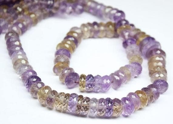 1 strand ametrine rondelle faceted 16'' long strand gemstone beads, jewelry supplies for jewelry making, bulk beads, for meditation jewellery for Reiki Healing  gemstone 8mm to 12mm