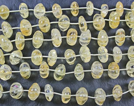 1 strand citrine rondelle, muskmelon carving smooth 7'' long strand gemstone beads, jewelry supplies for jewelry making,  for meditation jewellery for Reiki Healing  gemstone 12mm to 15mm