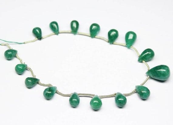 1 strand emerald tear drop smooth 7'' long strand gemstone beads, jewelry supplies for jewelry making, bulk beads, for meditation jewellery for Reiki Healing  gemstone 9mm to 14mm