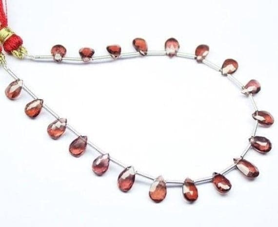 1 strand red garnet pear drop faceted 6.5'' long strand gemstone beads, jewelry supplies for jewelry making, bulk beads, for meditation jewellery for Reiki Healing  gemstone 6mm to 7mm