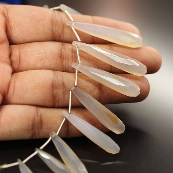 1 strand chalcedony tear drop faceted 7'' long strand gemstone beads, jewelry supplies for jewelry making, bulk beads, for meditation jewellery for Reiki Healing  gemstone 20 to 42mm