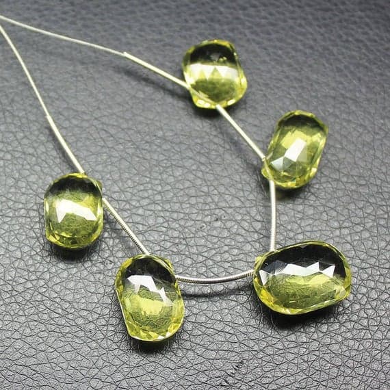 1 strand lemon quartz fancy mango drop faceted 5 pieces strand gemstone beads, jewelry supplies for jewelry making, bulk beads, for meditation jewellery for Reiki Healing  gemstone 16mm to 19mm