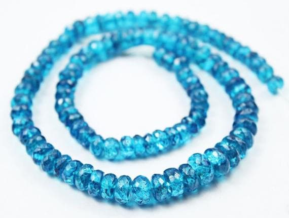 1 strand blue apatite rondelle faceted 14'' long strand gemstone beads, jewelry supplies for jewelry making, bulk beads, for meditation jewellery for Reiki Healing  gemstone 4mm to 7mm