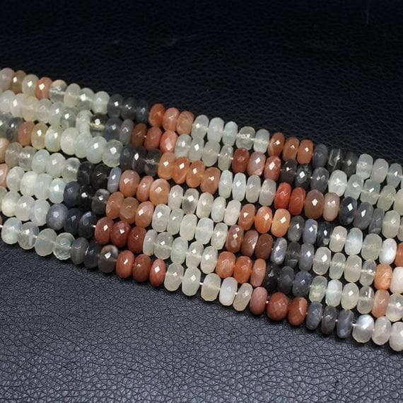 1 strand multi moonstone rondelle faceted 9'' long strand gemstone beads, jewelry supplies for jewelry making, bulk beads, for meditation jewellery for Reiki Healing  gemstone 8mm