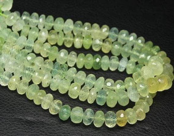 1 strand shaded prehnite rondelle faceted 10'' long strand gemstone beads, jewelry supplies for jewelry making, bulk beads, for meditation jewellery for Reiki Healing  gemstone 10mm