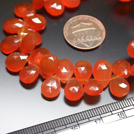 1 strand carnelian pear drop faceted 8'' long strand gemstone beads, jewelry supplies for jewelry making, bulk beads, for meditation jewellery for Reiki Healing  gemstone 10mm
