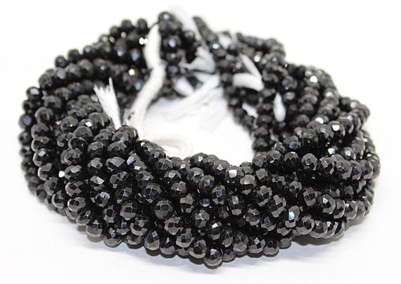 black spinel rondelle faceted 13'' long strand gemstone beads, jewelry supplies for jewelry making, bulk beads, for meditation jewellery for Reiki Healing  gemstone 7mm