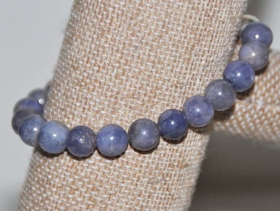 Galaxy Jewelry 8mm Blue Genuine Tanzanite Stretchable Bracelet Round, Smooth 18cm for mens, womens, gf, bf and adults.
