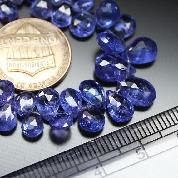 1 strand dark blue tanzanite pear drop faceted 4'' long strand gemstone beads, jewelry supplies for jewelry making, bulk beads, for meditation jewellery for Reiki Healing  gemstone 6mm to 9mm