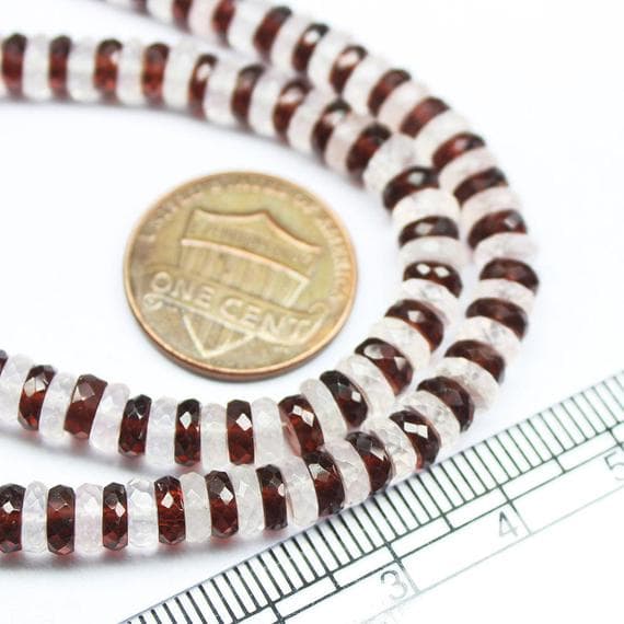 1 strand multi red garnet white quartz tyre wheel faceted 18'' long strand gemstone beads, jewelry supplies for jewelry making,  for meditation jewellery for Reiki Healing  gemstone 5mm