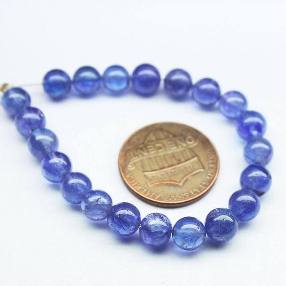 1 strand blue tanzanite round ball smooth 4.5'' long strand gemstone beads, jewelry supplies for jewelry making, bulk beads, for meditation jewellery for Reiki Healing  gemstone 6mm