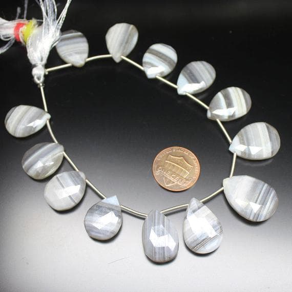 1 strand banded turk chalcedony pear drop faceted 8'' long strand gemstone beads, jewelry supplies for jewelry making,  for meditation jewellery for Reiki Healing  gemstone 16mm to 20mm