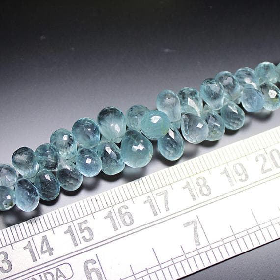 1 strand blue aquamarine tear drop faceted 8'' long strand gemstone beads, jewelry supplies for jewelry making, bulk beads, for meditation jewellery for Reiki Healing  gemstone 6mm to 11mm