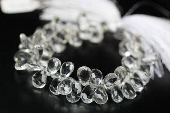 1 strand white crystal quartz pear drop faceted 8'' long strand gemstone beads, jewelry supplies for jewelry making,  for meditation jewellery for Reiki Healing  gemstone 12mm to 13mm