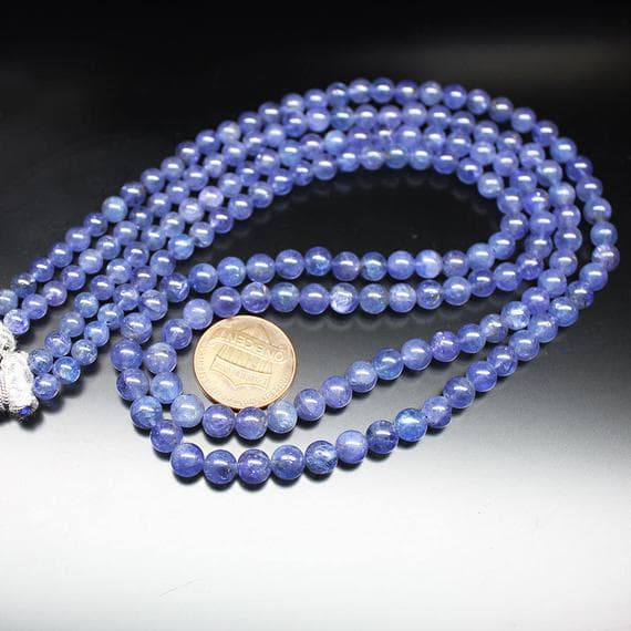 1 strand tanzanite round ball smooth 17'' long strand gemstone beads, jewelry supplies for jewelry making, bulk beads, for meditation jewellery for Reiki Healing  gemstone 3mm to 5mm