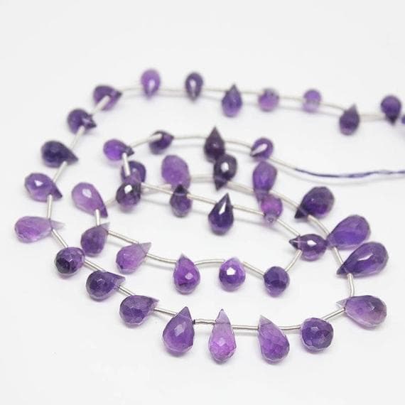1 strand purple amethyst tear drop faceted 16'' long strand gemstone beads, jewelry supplies for jewelry making, bulk beads, for meditation jewellery for Reiki Healing  gemstone 6mm to 12mm