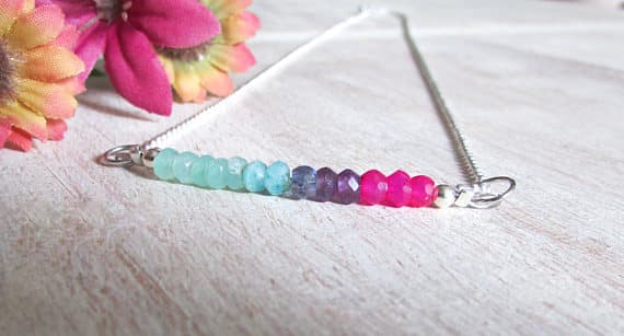 Aqua Hot Pink Necklace , Chrysoprase Amethyst Chalcedony Necklace, Shaded Blue Pink ,Ombre gemstone, Sundance, dainty, colorful boho, beaded 3.5-4 mm Code- WAR6768