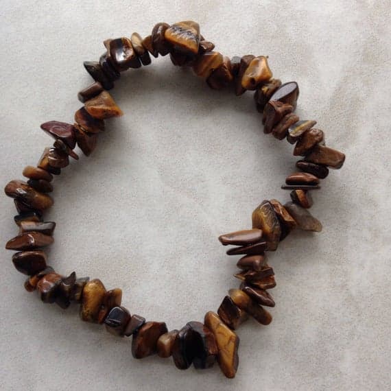 Tigers Eye raw semi precious gemstone plain stretch bracelet crystal healing jewellery  Code- WAR6651