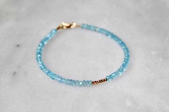 Aquamarine Bracelet With Spiritual Meaning | Aquamarine Jewelry | Inspirational Native American Spiritual Bracelet | Cherokee Story Inspired 3mm  Code- WAR6049