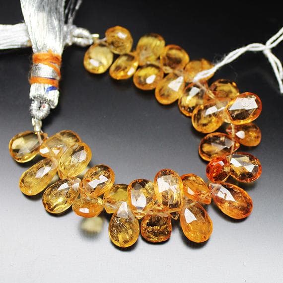 1 strand imperial topaz pear drop faceted 8'' long strand gemstone beads, jewelry supplies for jewelry making, bulk beads, for meditation jewellery for Reiki Healing  gemstone 7mm to 10mm