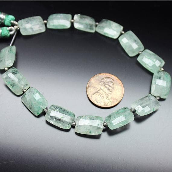 1 strand green grapolite rectangle chicletfaceted 8'' long strand gemstone beads, jewelry supplies for jewelry making,  for meditation jewellery for Reiki Healing  gemstone 13mm to 15mm