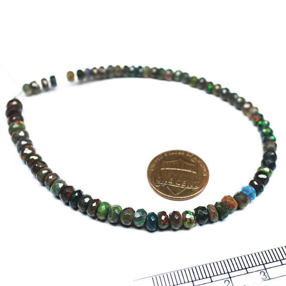 1 strand full fire black opal rondelle faceted 8'' long strand gemstone beads, jewelry supplies for jewelry making, bulk beads, for meditation jewellery for Reiki Healing  gemstone 6mm to 4mm