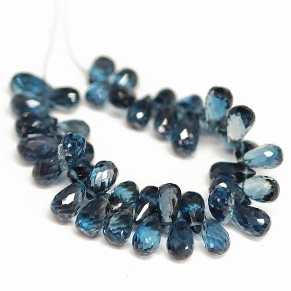 1 strand london blue topaz tear drop faceted 6 pieces strand gemstone beads, jewelry supplies for jewelry making, bulk beads, for meditation jewellery for Reiki Healing  gemstone 7mm to 8mm
