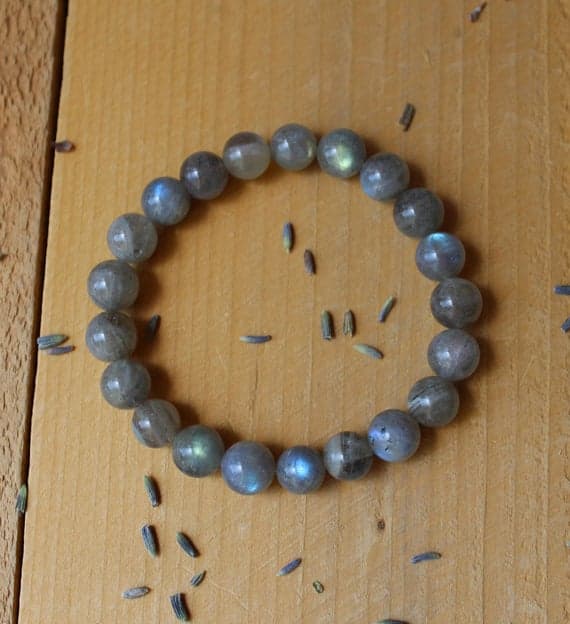 Wholesale 8mm Stretchable Gray Labradorite Bracelet Round, Smooth 7" for mens, womens.