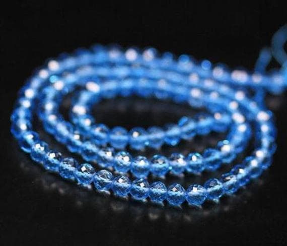 1 strand swiss blue topaz round ball faceted 7 pieces strand gemstone beads, jewelry supplies for jewelry making, bulk beads, for meditation jewellery for Reiki Healing  gemstone 5mm