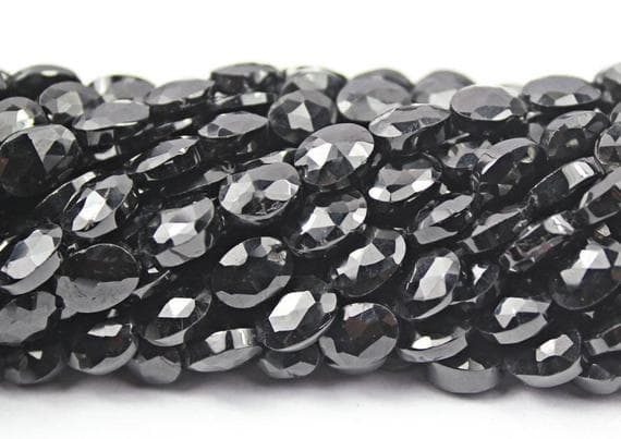 1 strand black spinel oval faceted 14'' long strand gemstone beads, jewelry supplies for jewelry making, bulk beads, for meditation jewellery for Reiki Healing  gemstone 7mm