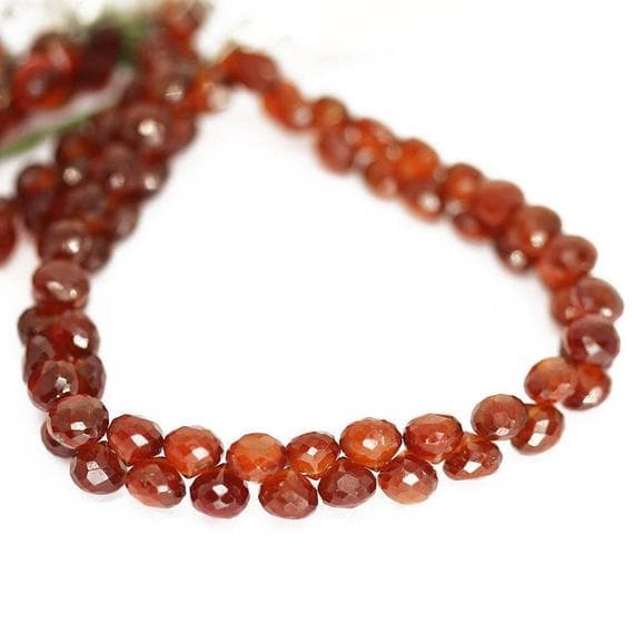 1 strand hessonite garnet onion drop faceted 8'' long strand gemstone beads, jewelry supplies for jewelry making, bulk beads, for meditation jewellery for Reiki Healing  gemstone 7mm
