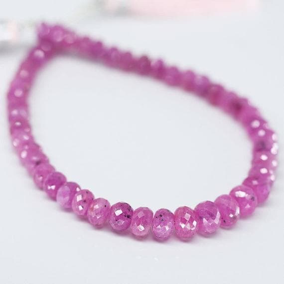 1 strand pink sapphire rondelle faceted 4'' long strand gemstone beads, jewelry supplies for jewelry making, bulk beads, for meditation jewellery for Reiki Healing  gemstone 5mm to 7mm