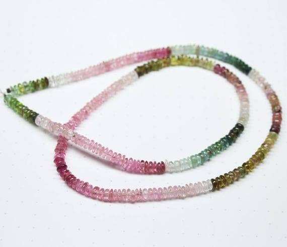 1 strand rubellite pink tourmaline rondelle smooth 16'' long strand gemstone beads, jewelry supplies for jewelry making,  for meditation jewellery for Reiki Healing  gemstone 3mm to 7mm