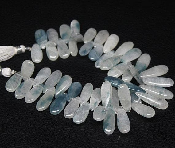 1 strand blue ice quartz pear drop smooth 8'' long strand gemstone beads, jewelry supplies for jewelry making, bulk beads, for meditation jewellery for Reiki Healing  gemstone 28mm to 15mm