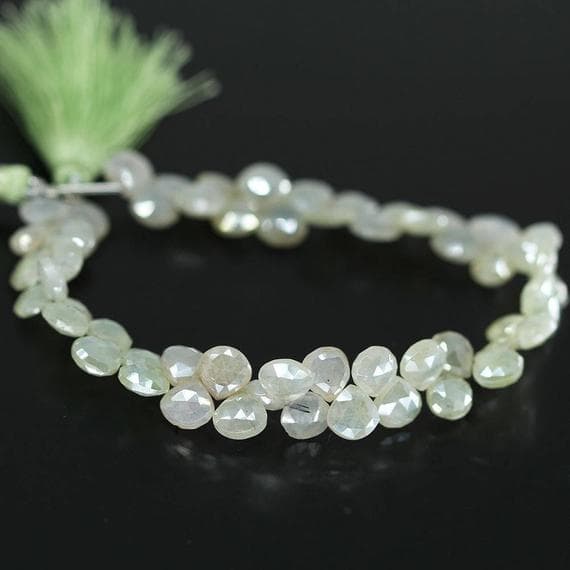 1 strand  prehnite heart drop smooth 4'' long strand gemstone beads, jewelry supplies for jewelry making, bulk beads, for meditation jewellery for Reiki Healing  gemstone 8mm to 7mm