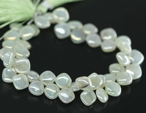 1 strand coated  prehnite rectangle cushion smooth 4'' long strand gemstone beads, jewelry supplies for jewelry making,  for meditation jewellery for Reiki Healing  gemstone 10mm