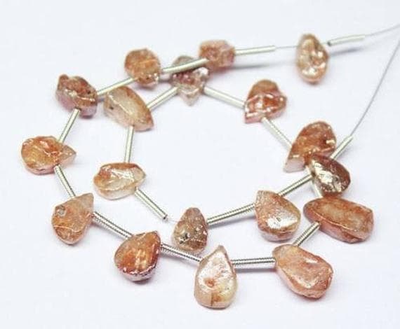 1 strand coated orange silverite pear drop smooth 8'' long strand gemstone beads, jewelry supplies for jewelry making,  for meditation jewellery for Reiki Healing  gemstone 8mm to 12mm