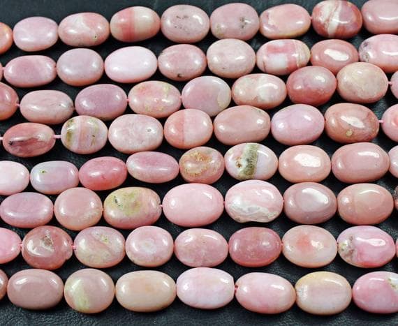 1 strand pink opal oval smooth 14'' long strand gemstone beads, jewelry supplies for jewelry making, bulk beads, for meditation jewellery for Reiki Healing  gemstone 10mm to 16mm