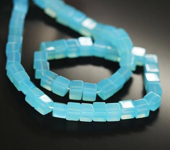 1 strand chalcedony square box smooth 16'' long strand gemstone beads, jewelry supplies for jewelry making, bulk beads, for meditation jewellery for Reiki Healing  gemstone 6mm to 5mm