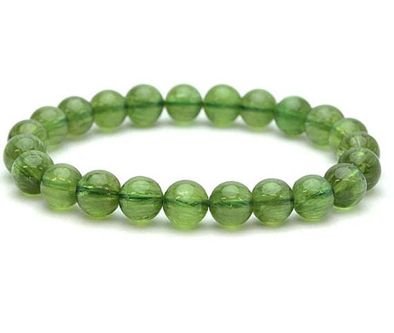 Galaxy Jewelry 8mm Green Green Apatite Stretchable Bracelet Round, Smooth 18cm for mens, womens, gf, bf and adults.